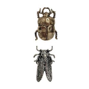 NEW Zara Set Two Insect Bug Rings Beetle Cicada Silver Gold Whimsy